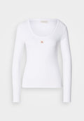 Calvin Klein Jeans LS WOVEN LABEL 2X2 RIB SCOOP NEC - Long sleeved top - brilliant white