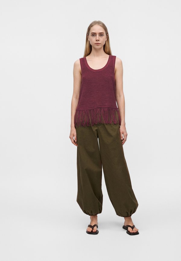 ONLY ONLSUNNY U NECK FRINGE - Top - maroon banner