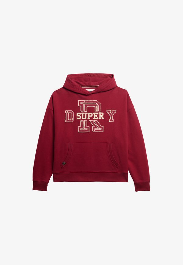 Superdry & Co ATHLETIC ESSENTIALS APPLIQUE RELAXED - Hoodie - bordeaux red