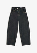 Bershka BARREL WITH FRONT BUTTONS - Baggy Jeans - royal blue