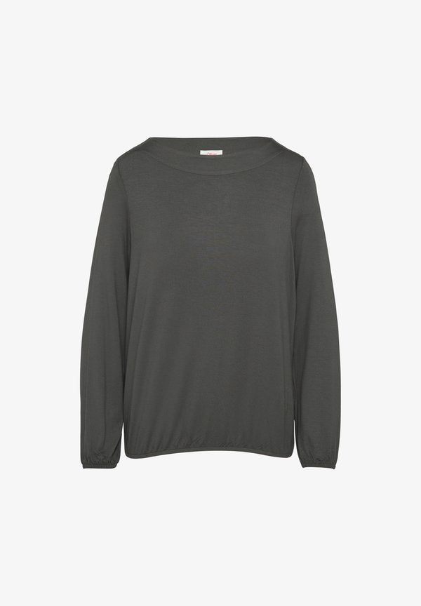 s.Oliver GEMUSTERTES - Long sleeved top - dunkelgrau