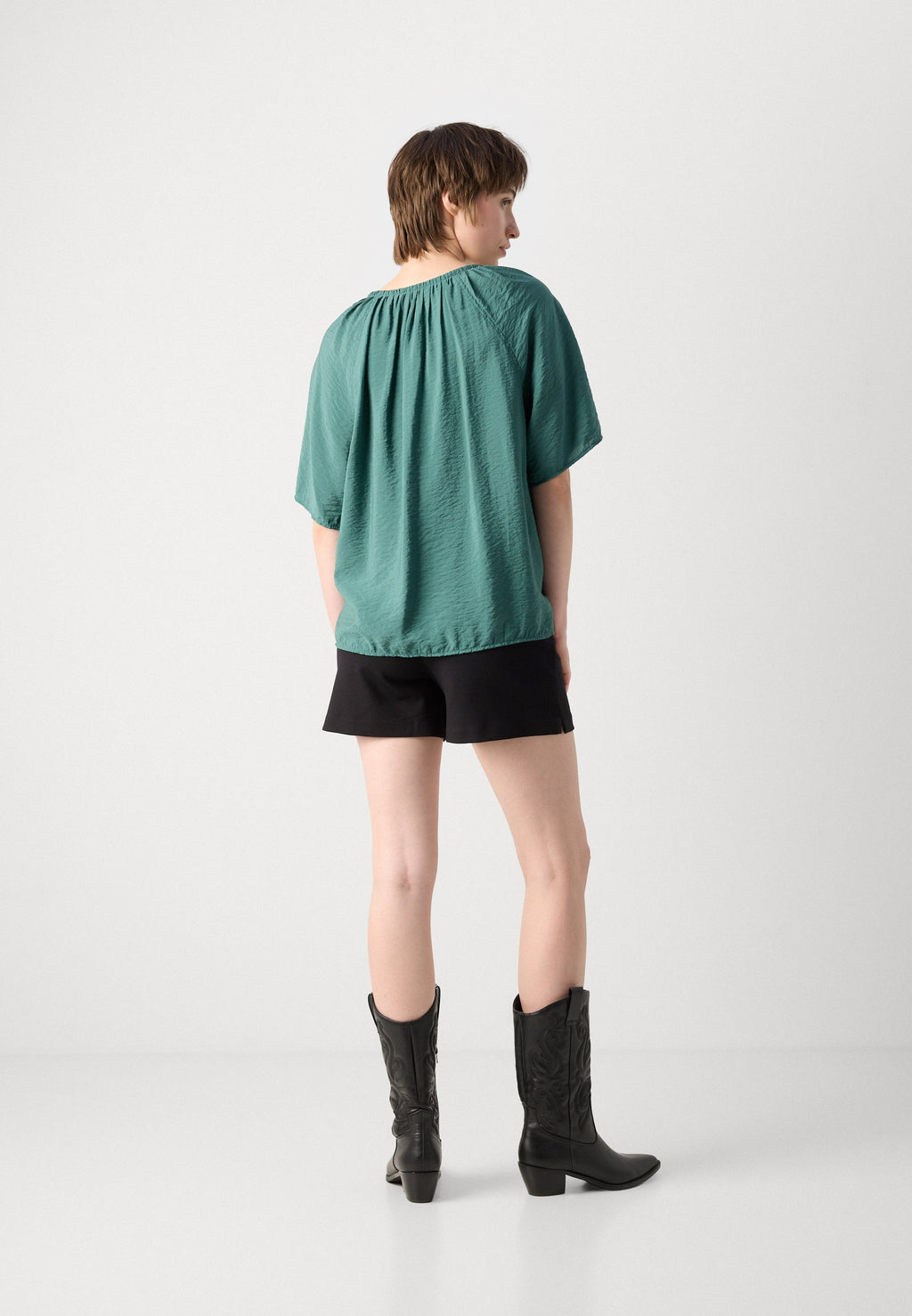 Marc O'Polo BLOUSE ROUND NECK WITH DRAWSTRING AND GATHERING SOLID