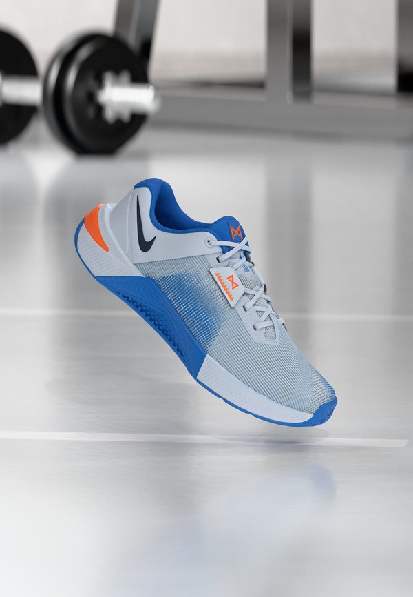 Nike Performance METCON 10 - Training shoe - football grey/midnight navy/blue crystal/orange frost