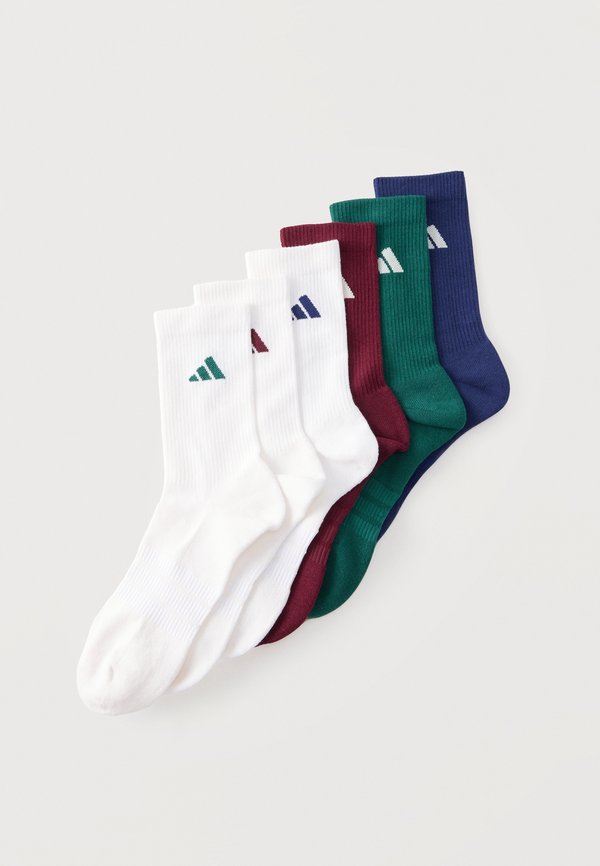 adidas Performance CUSHIONED UNISEX 6 PACK - Sports socks - white/dark blue/maroon/collegiate green