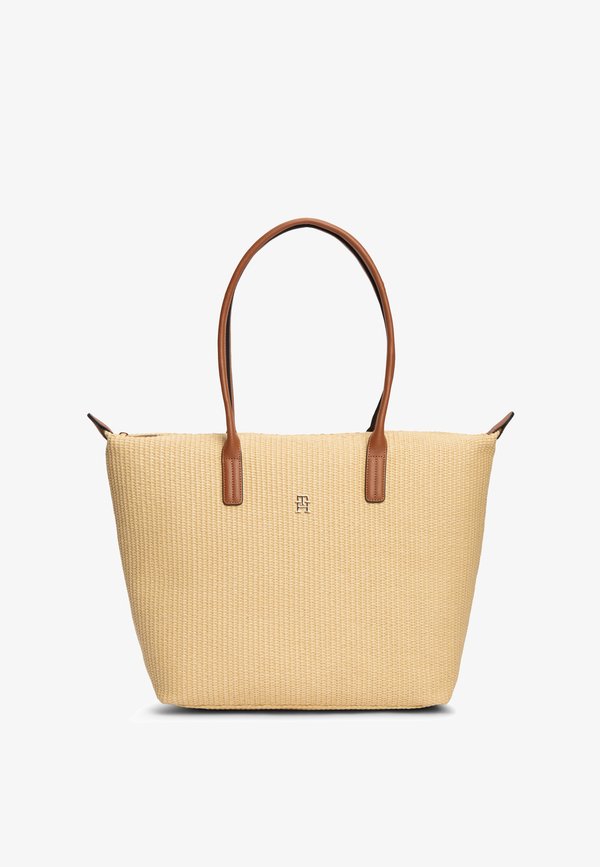 Tommy Hilfiger TH MONOGRAM RAFFIA TOTE BAG - Tote bag - natural raffia