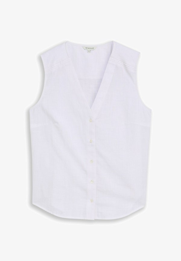 TOM TAILOR BLOUSE TOP SLUB STRUCTURE - Top - white