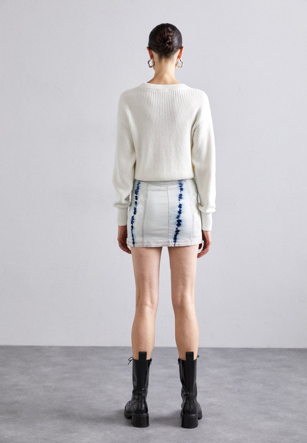 Sinead Gorey ACID WASH STRETCH SKIRT WITH PIPING