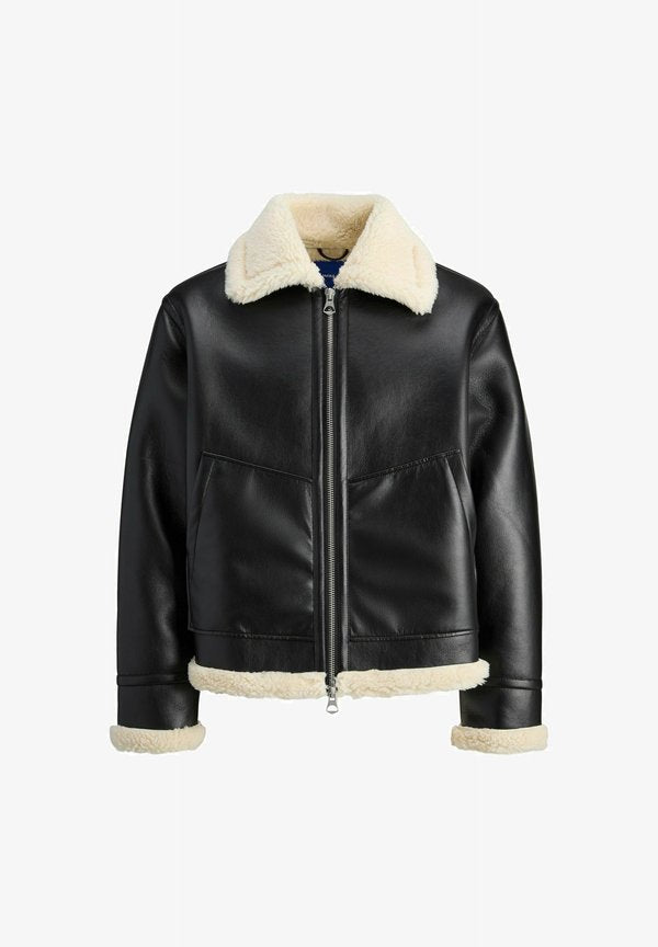 Jack & Jones Aviator Aviator - Faux leather jacket - black