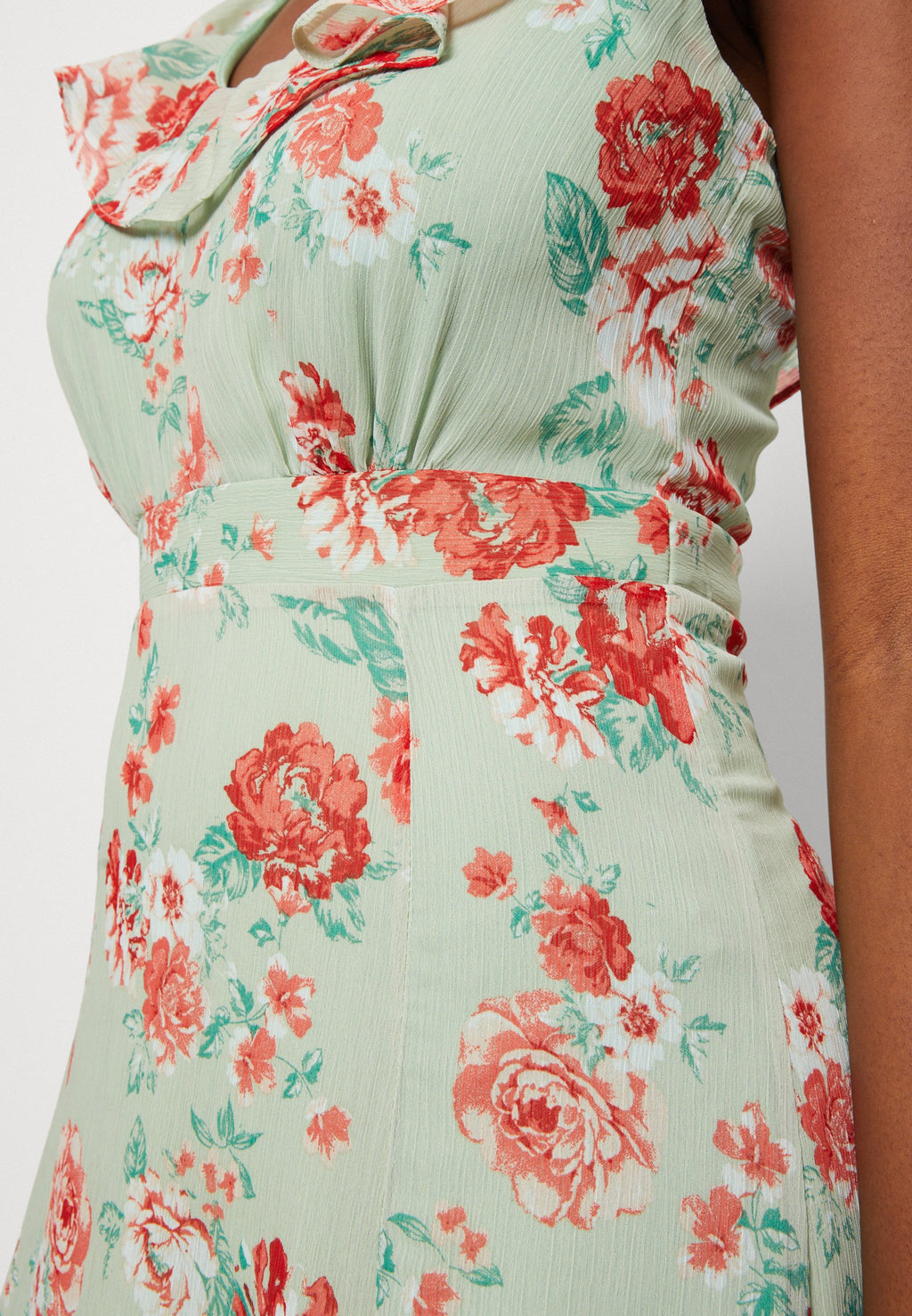 VILA VIRILLA V NECK FRILL ANKLE DRESS