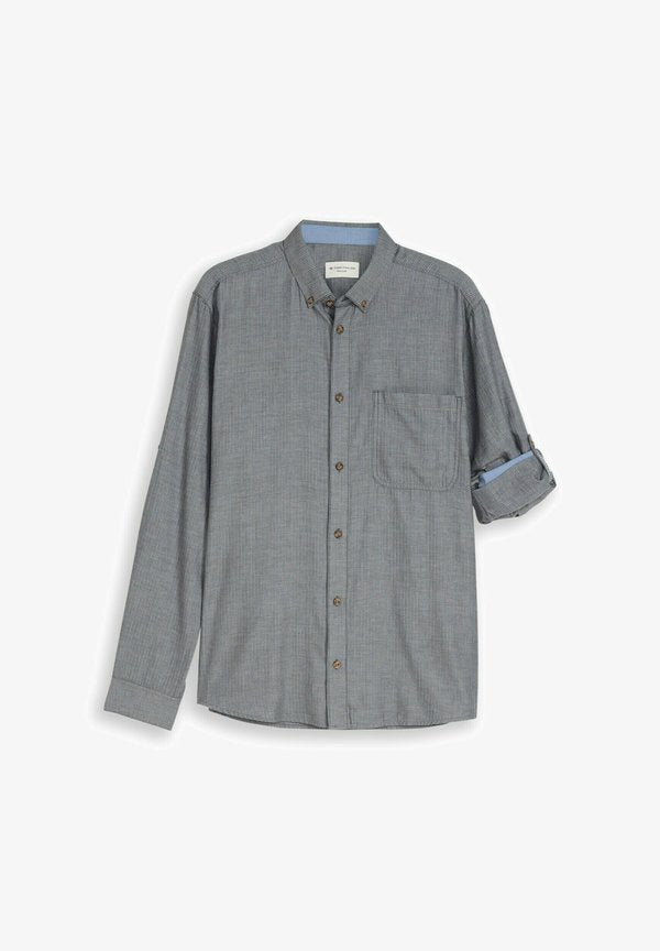 TOM TAILOR REGULAR FIT MIT TURN-UP-FUNKTION - Shirt - tarmac grey herringbone
