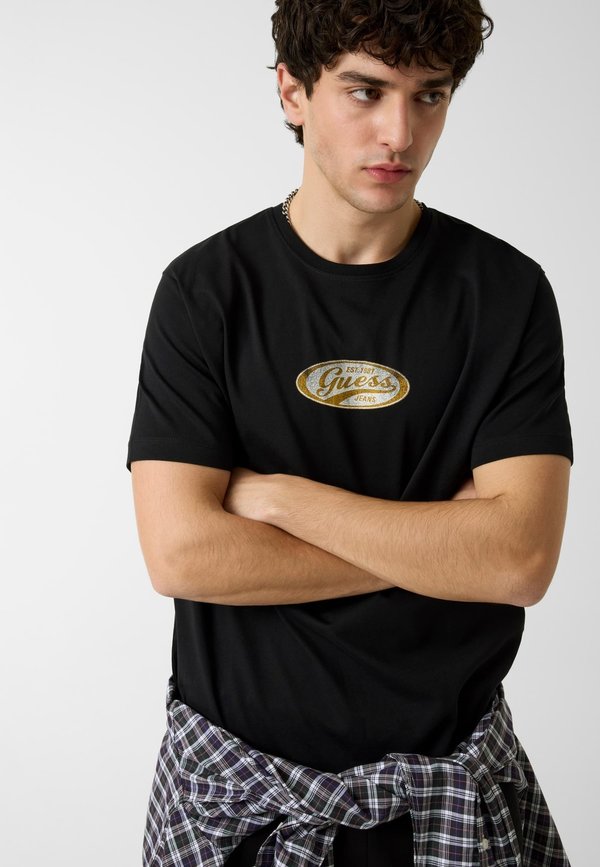 Guess REGULAR FIT T-SHIRT - Print T-shirt - schwarz