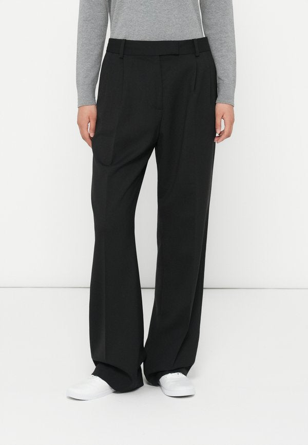Tommy Hilfiger TIMELESS WOOL BLEND RELAXED STRAIGHT TROUSERS - Trousers - black