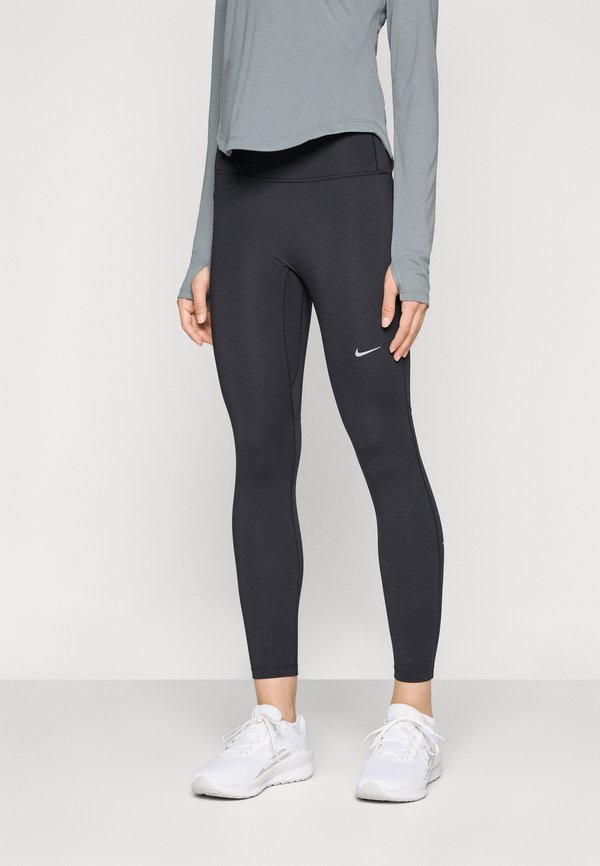 Nike Performance TEMPO - Running tights - black/reflective silver-coloured