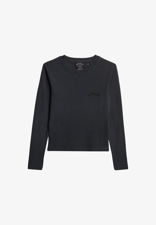 Superdry & Co ATHLETIC ESSENTIALS LOGO GARMENT DYED  - Long sleeved top - bison black