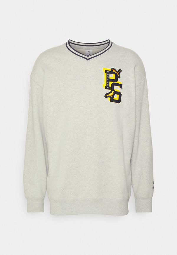 Puma STAPLE V NECK CREW - Sweatshirt - light gray heather