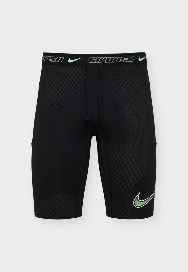 Nike Performance STRIDE - Short running tights - black/illusion green/white