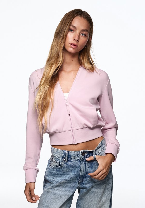 Bershka ZIP-UP HOODIE - Zip-up sweatshirt - pink