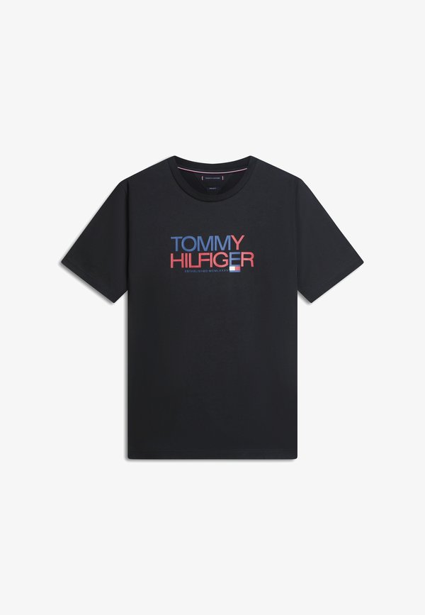 Tommy Hilfiger LOGO JERSEY CREW NECK T-SHIRT - Print T-shirt - black