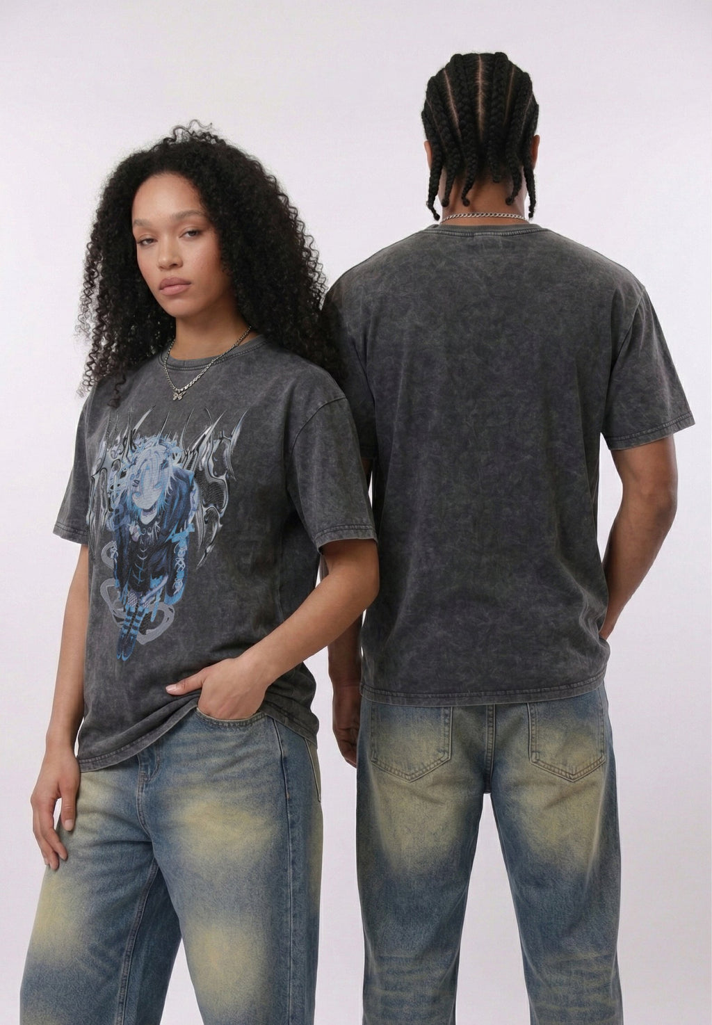 YOURTURN UNISEX ACID WASH ANIME