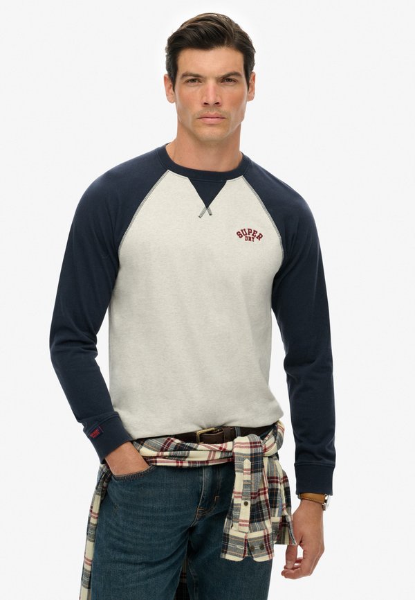 Superdry & Co VINTAGE ATHLETIC BASEBALL  - Long sleeved top - grey grindle eclipse navy