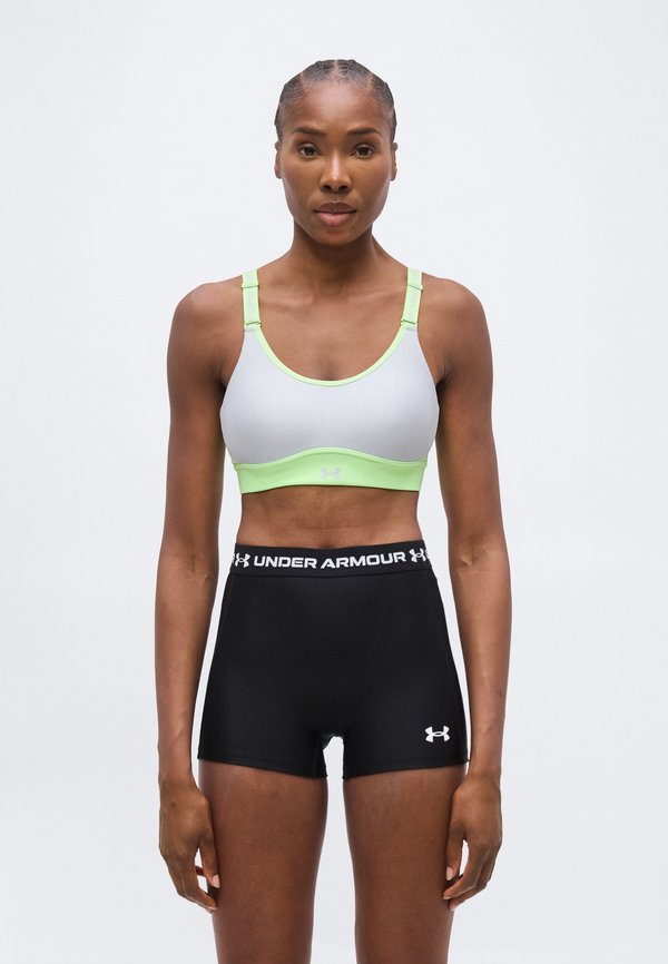 Under Armour INFINITY 2.0 MID - Medium support sports bra - lumos lime/mod gray