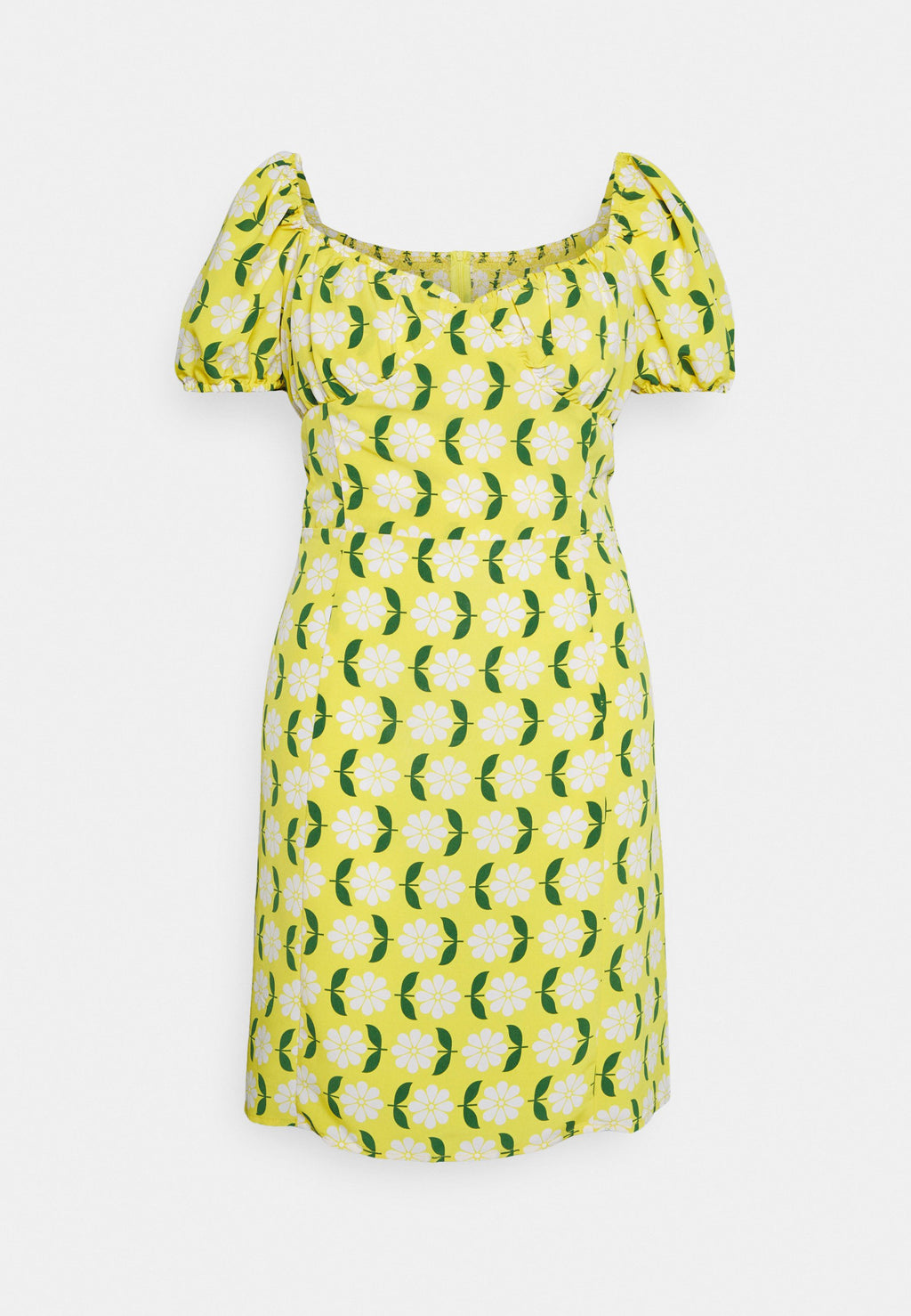 Glamorous Curve BUST CUP DRESS WITH PUFF SLEEVES BACK PANEL