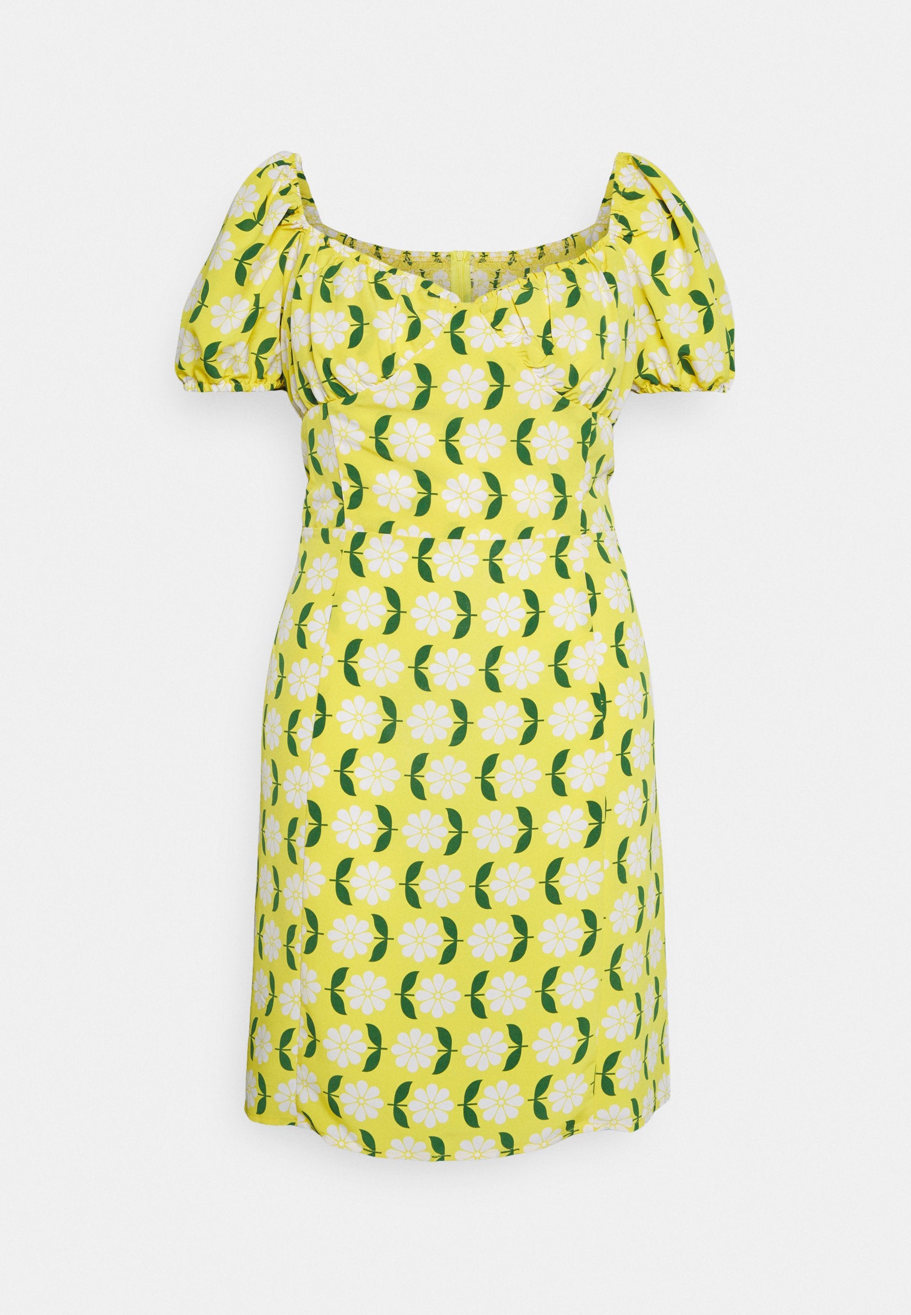 Glamorous Curve BUST CUP DRESS WITH PUFF SLEEVES BACK PANEL
