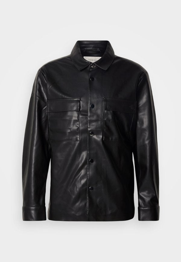 Calvin Klein Jeans SHIRT JACKET UNISEX - Faux leather jacket - black