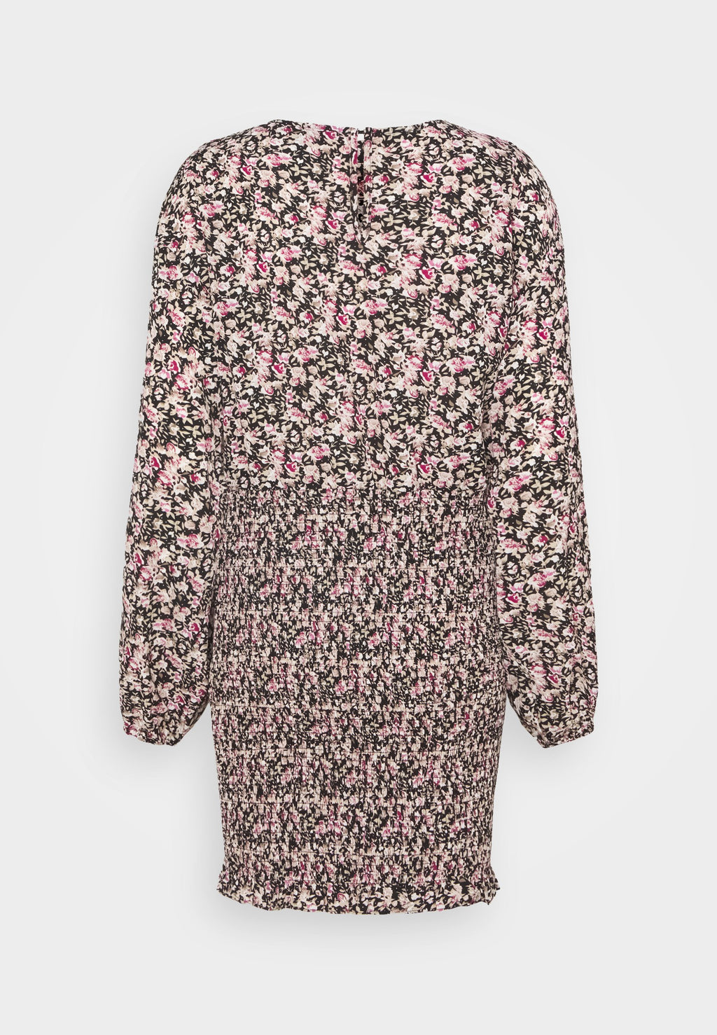 Missguided Petite FLORAL SHIRRED LONG SLEEVE MINI DRESS