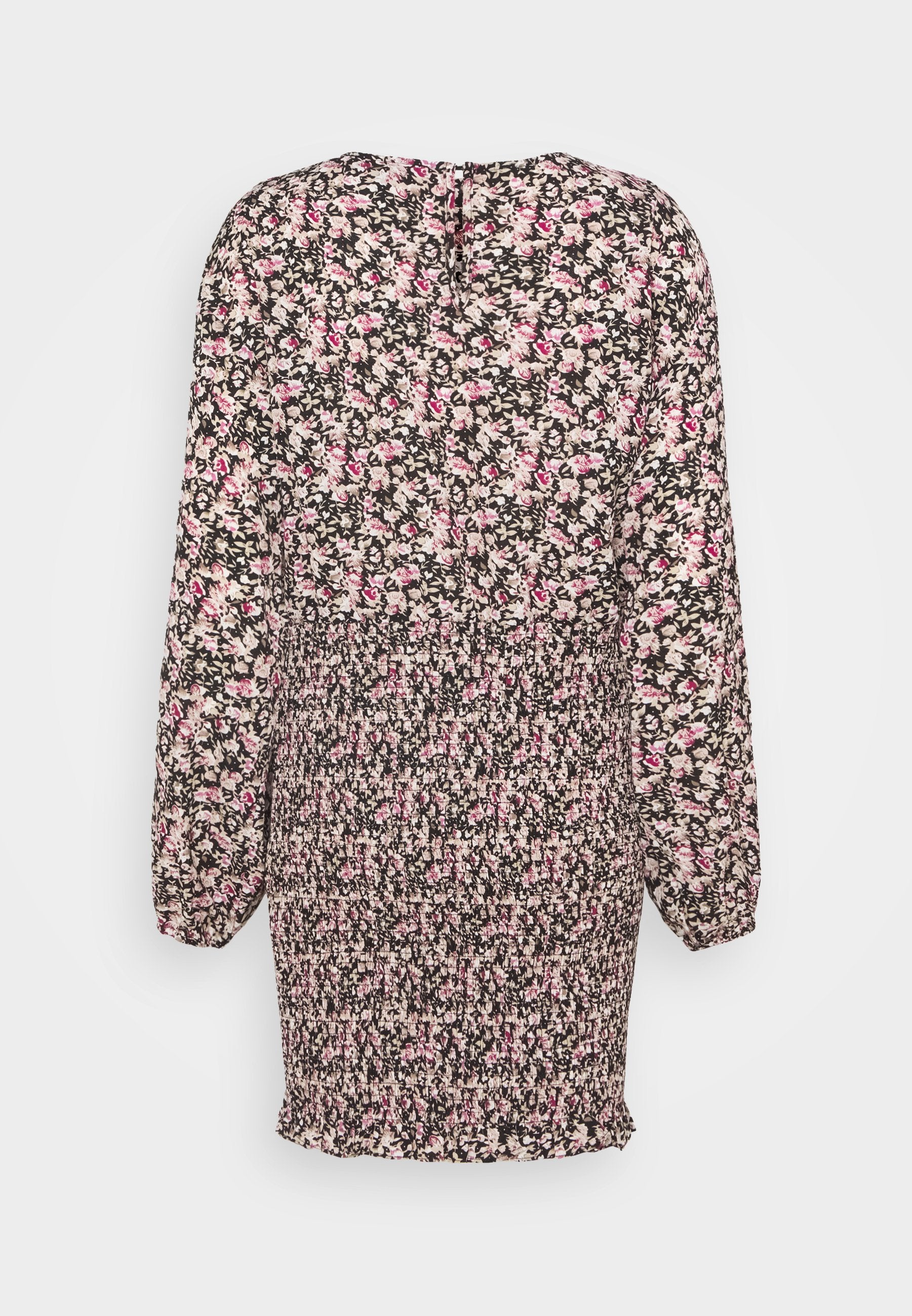 Missguided Petite FLORAL SHIRRED LONG SLEEVE MINI DRESS