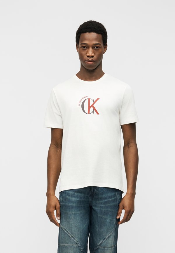 Calvin Klein Jeans GRAPHIC - Print T-shirt - white greige