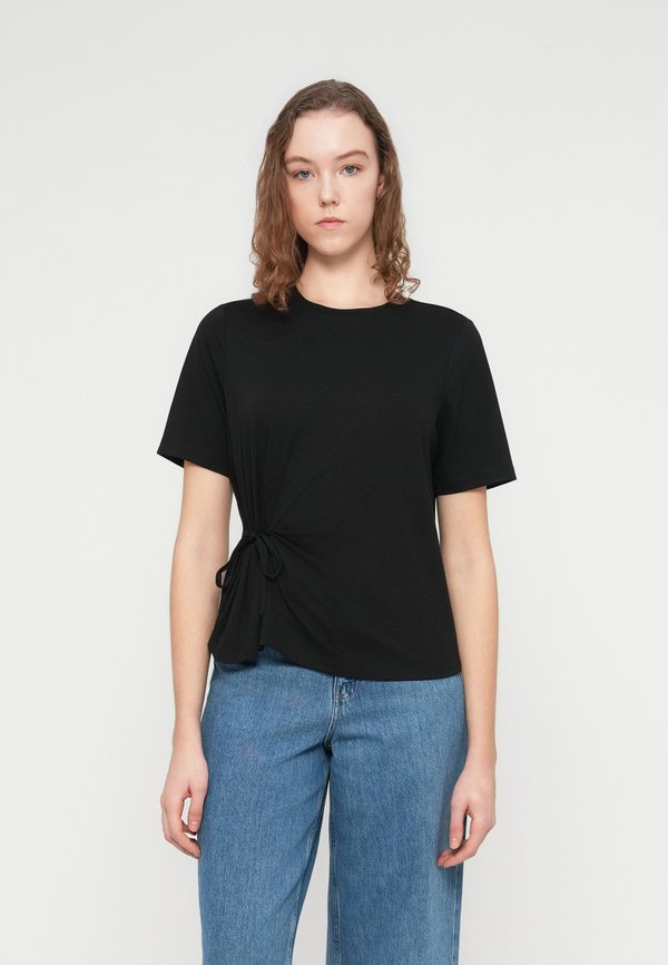 ONLY ONLELENA O NECK TIE - Basic T-shirt - black