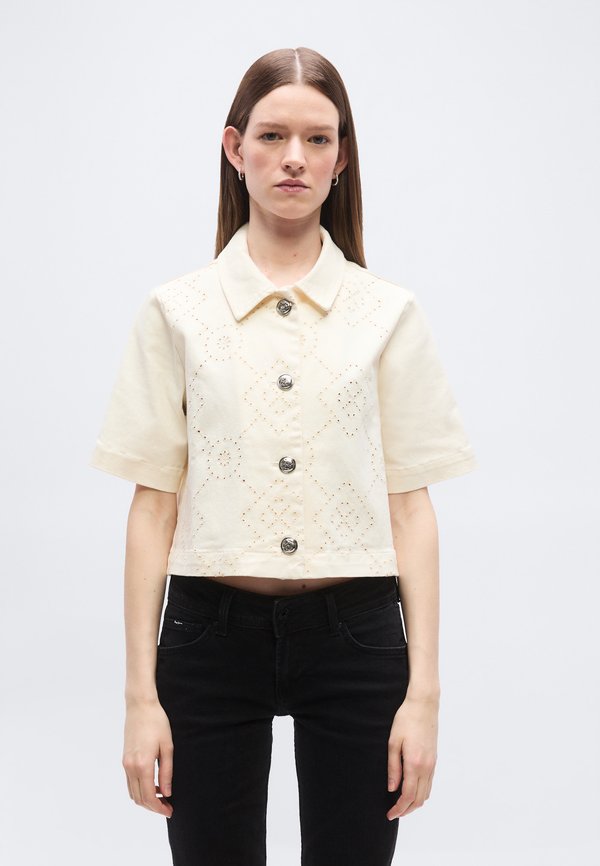 DKNY SHORT SLEEVE BUTTON FRONT COLLARED JACKET