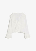 Bershka RUFFLED RUSTIC LONG-SLEEVE - Blouse - white