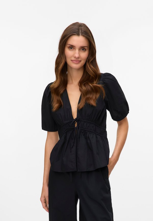 Vero Moda VMJARLOTTE TIE V NECK - Blouse - black