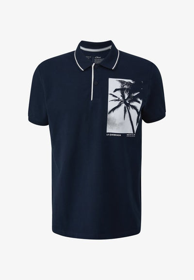 s.Oliver FRONTPRINT - Polo shirt - navy