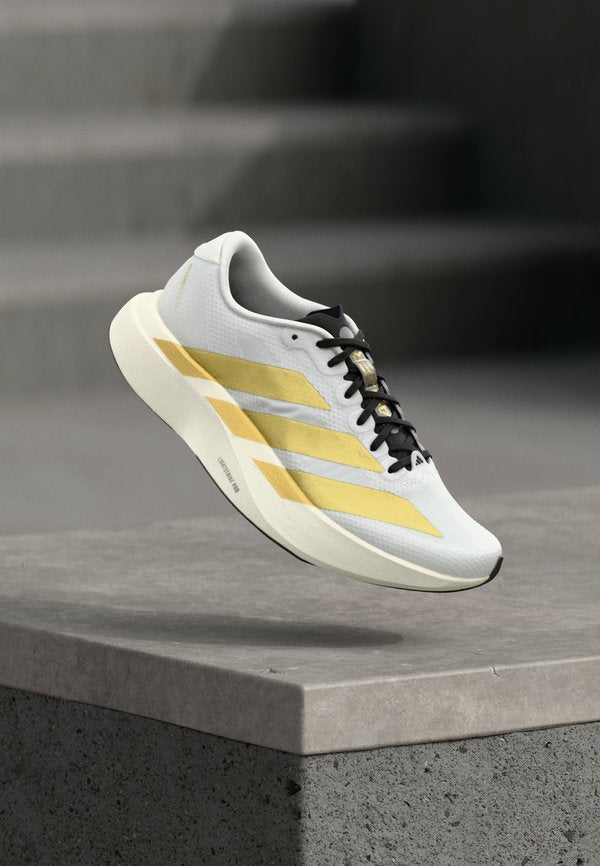 adidas Performance ADIZERO EVO SL WOVEN W - Road running shoes - footwear white/matte gold-coloured/core black