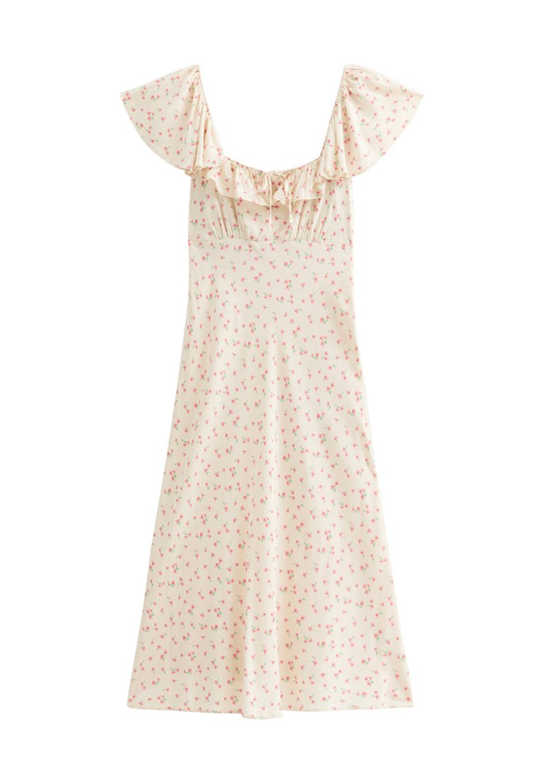 New Look DITSY PRINT SQUARE NECK FRILL TRIM MIDI