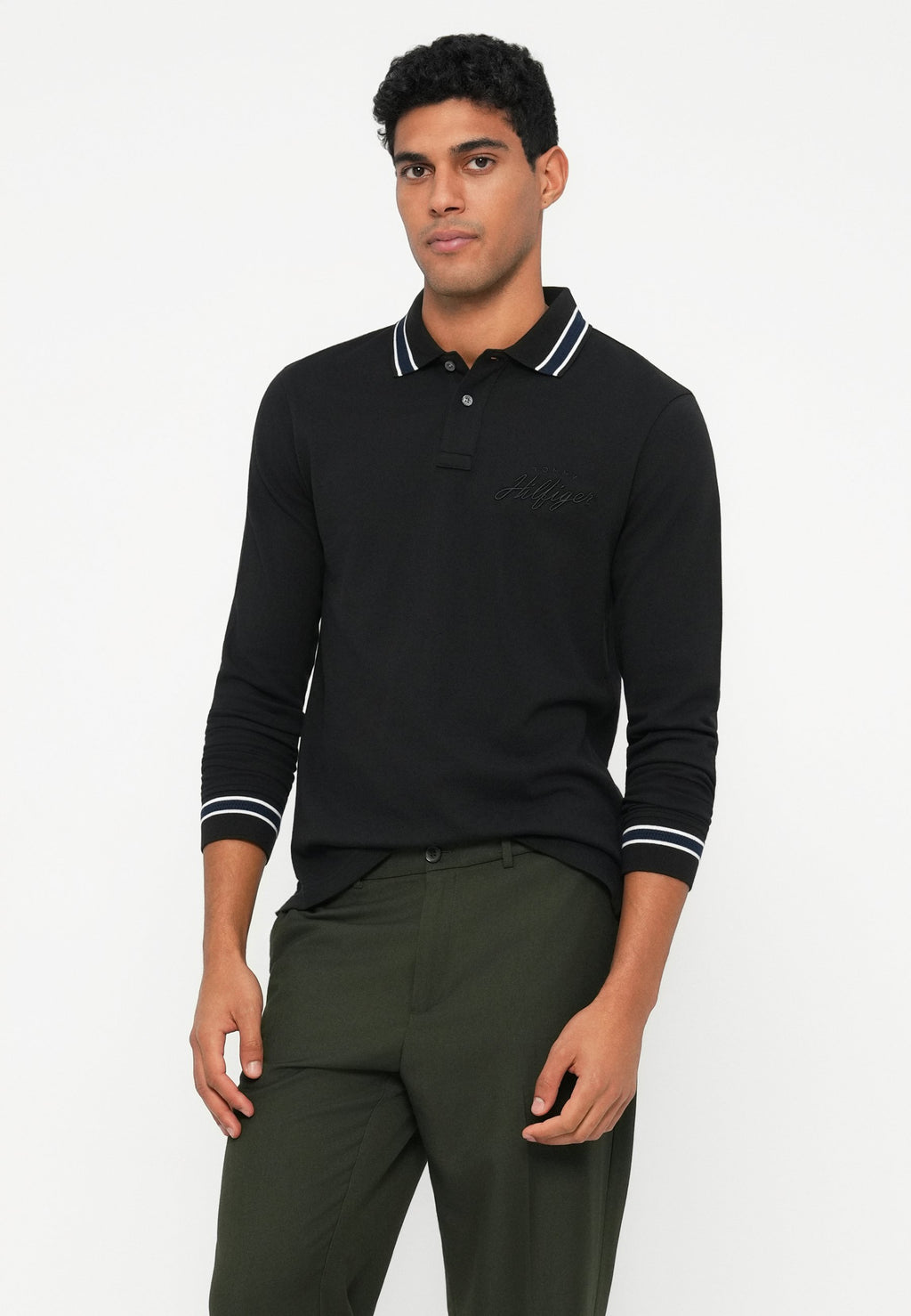 REGULAR FIT TIPPED LONG SLEEVE POLO SHIRT Media 5