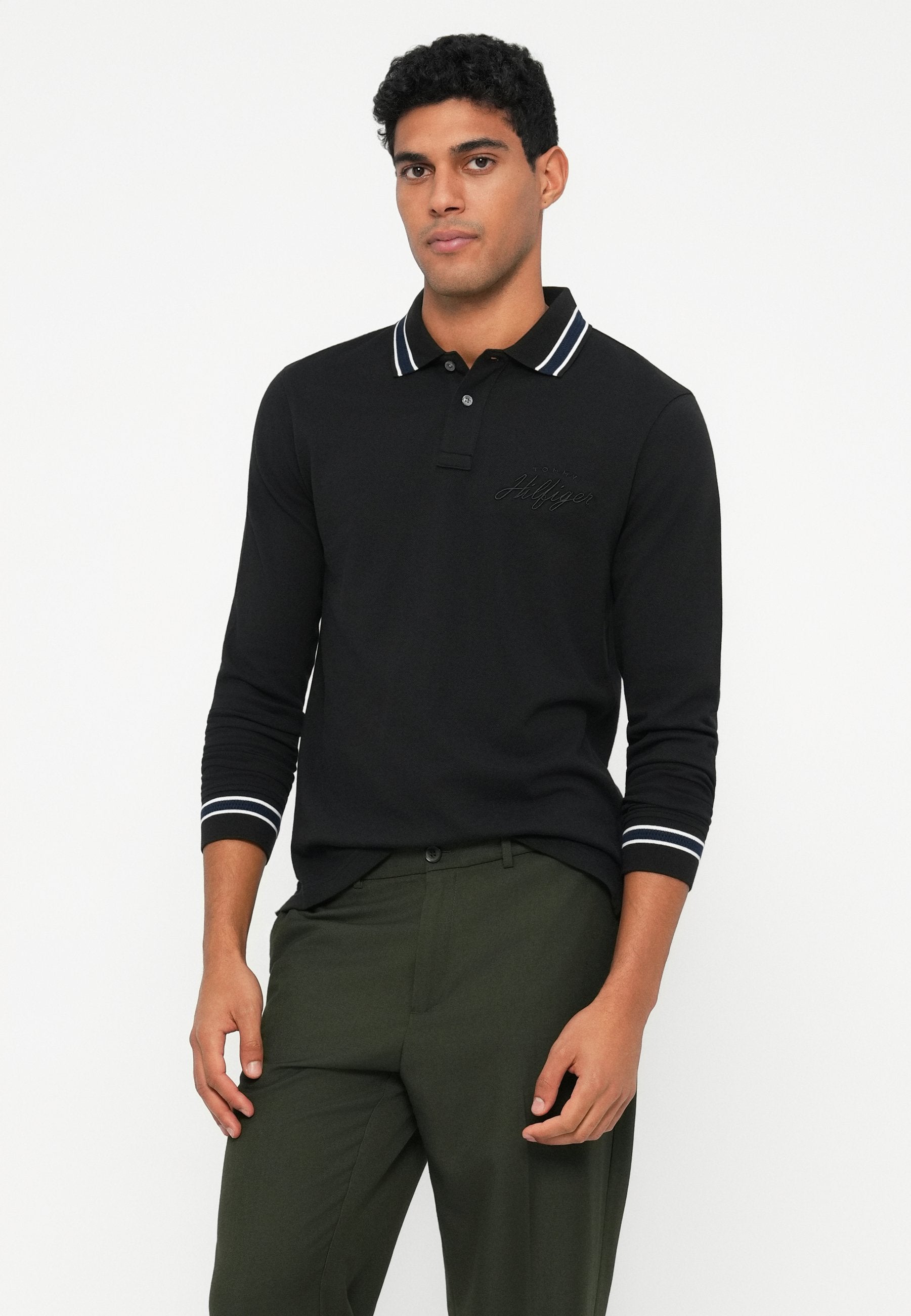 REGULAR FIT TIPPED LONG SLEEVE POLO SHIRT Media 5