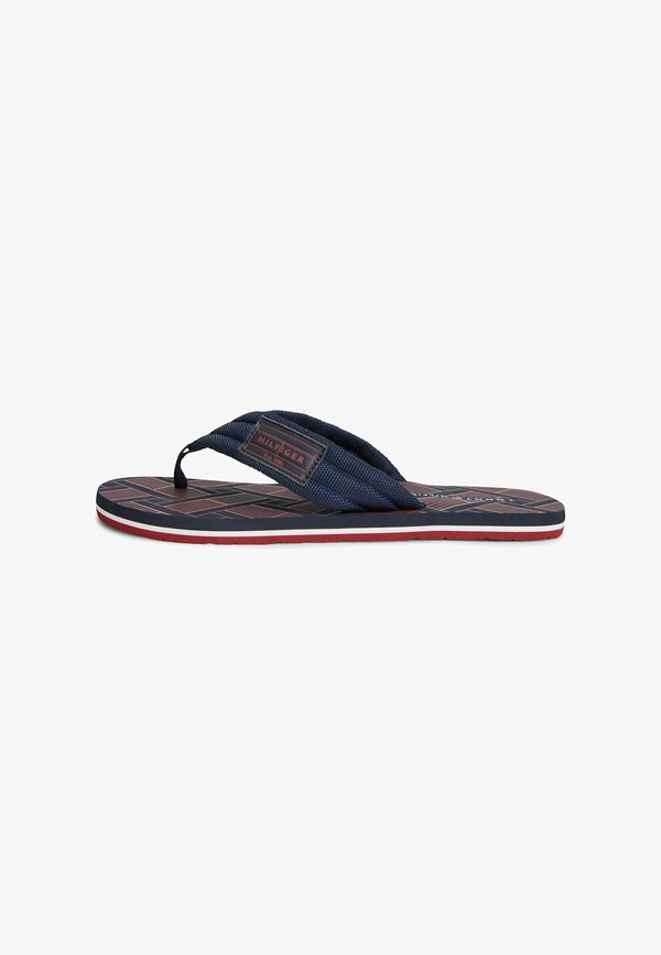 Tommy Hilfiger TOMMY HILFIGER FLAG PATCH PADDED STRAP FLIP-FLOPS - T-bar sandals - navy blue
