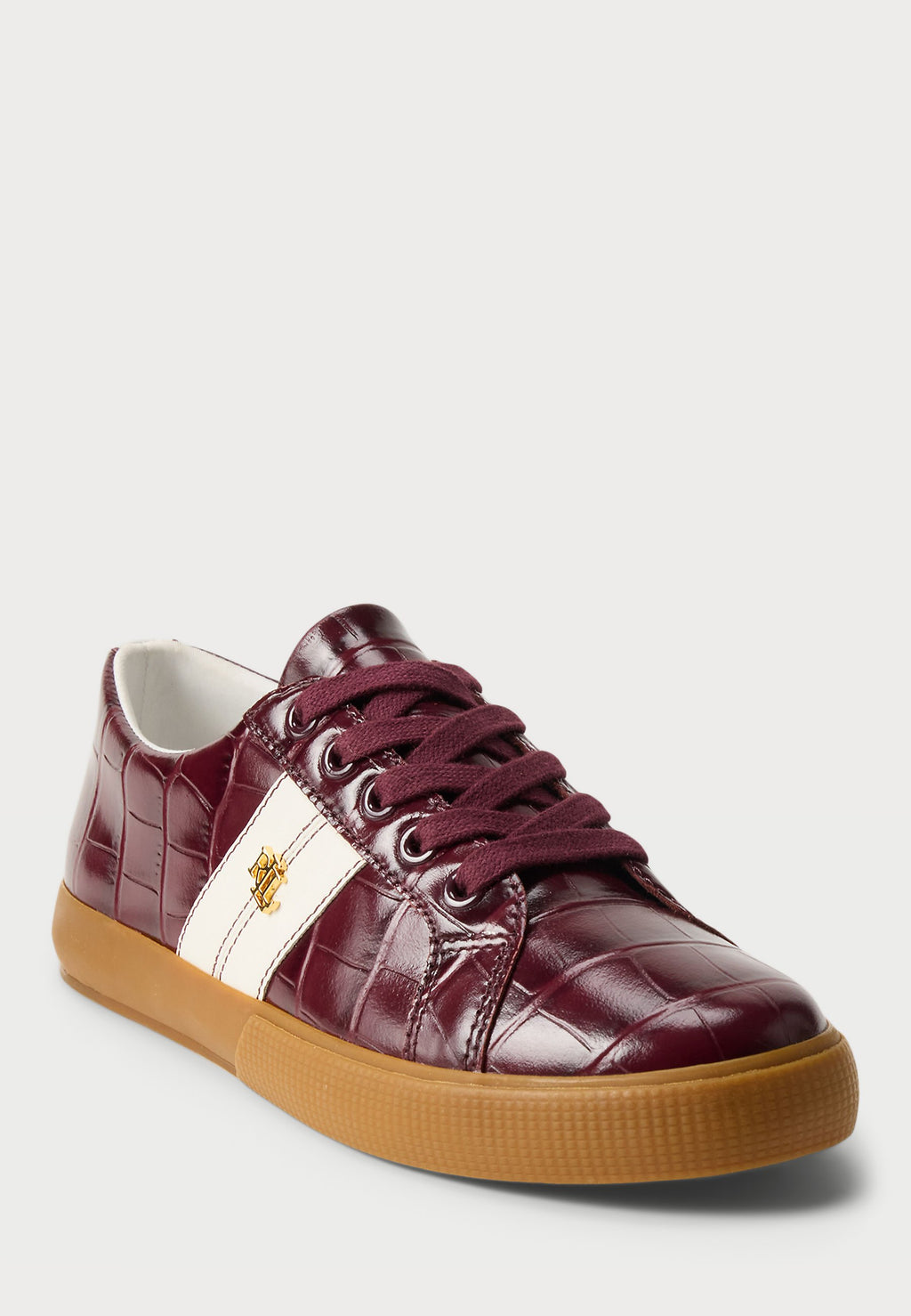 Lauren Ralph Lauren JANSON II CROC-EMBOSSED LEATHER SNEAKER