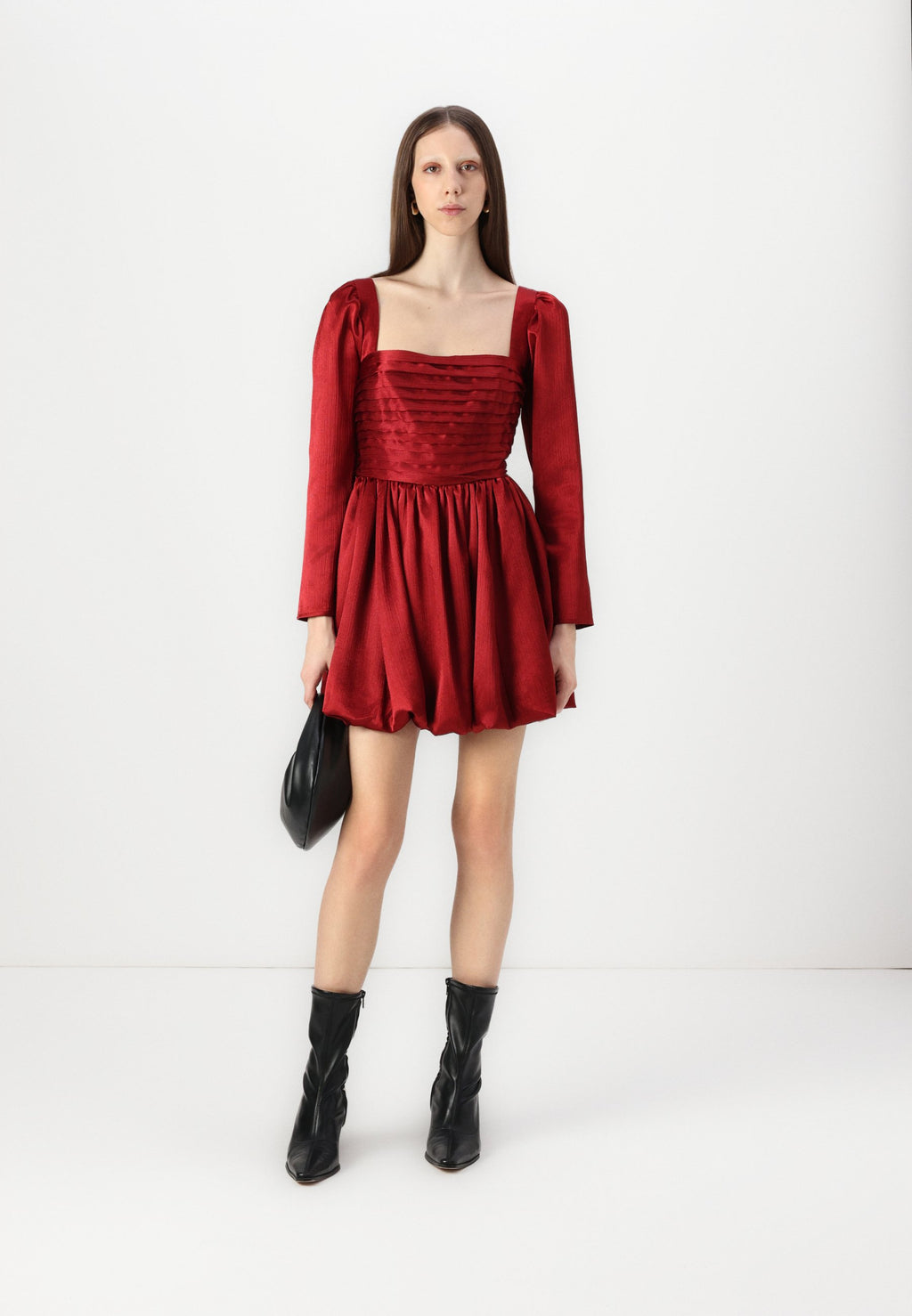 Abercrombie & Fitch The A&F Emerson Bubble Hem Satin Mini Dress