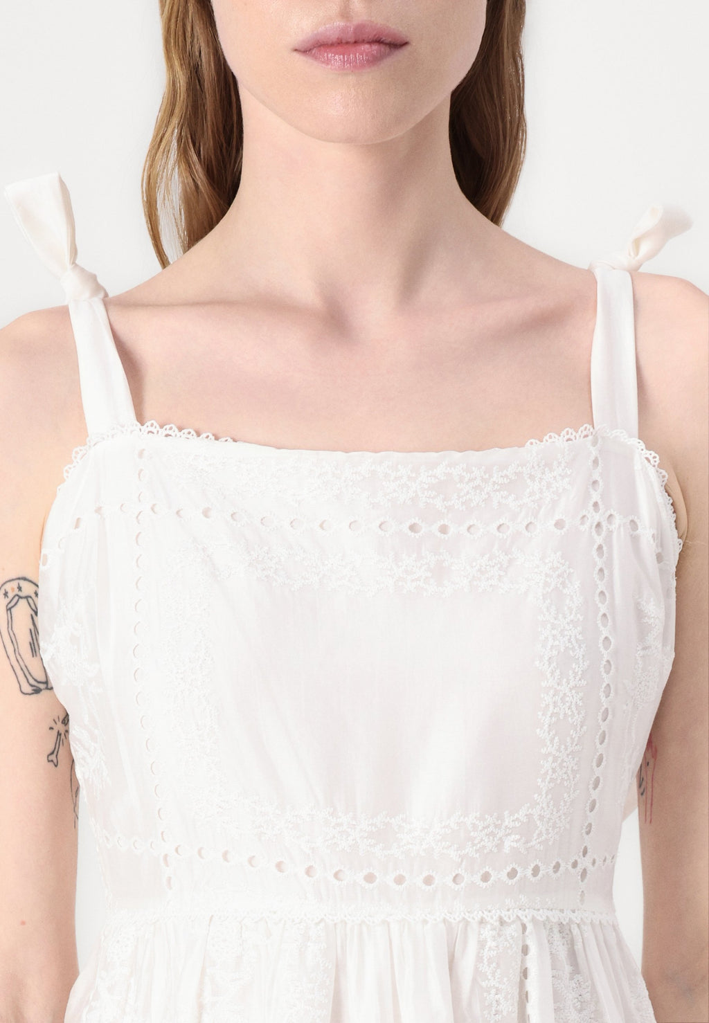 Malina ADRI EMBROIDERED TIE STRAP MAXI DRESS