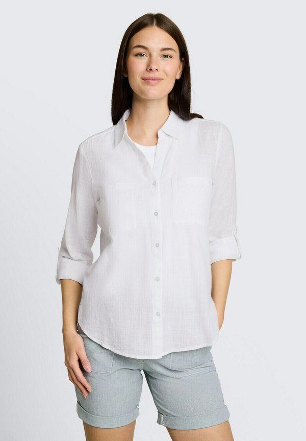 TOM TAILOR BLOUSE WITH SLUB STRUCTURE - Button-down blouse - white