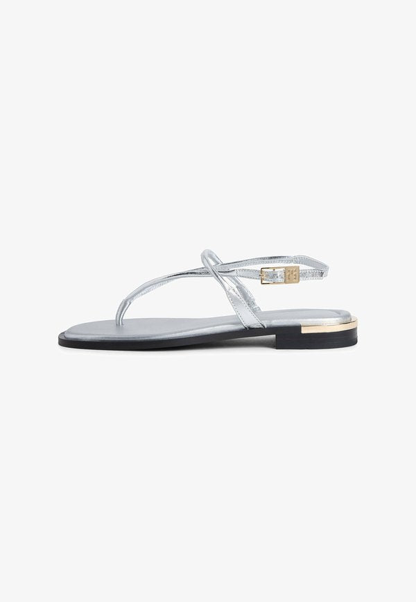 Tommy Hilfiger TOE POST FLAT   - T-bar sandals - silver
