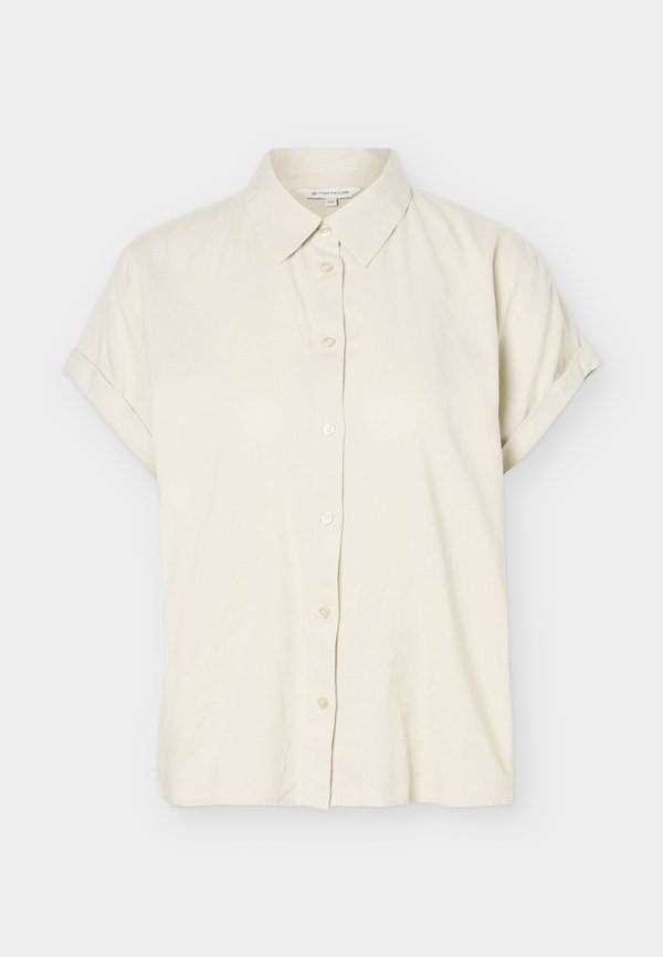 TOM TAILOR BLOUSE SHORTSLEEVE  - Button-down blouse - sand stone beige