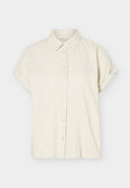TOM TAILOR BLOUSE SHORTSLEEVE  - Button-down blouse - sand stone beige