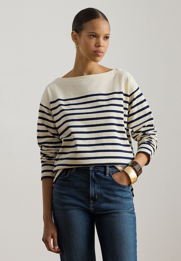 Lauren Ralph Lauren STRIPED JERSEY BOATNECK TOP
