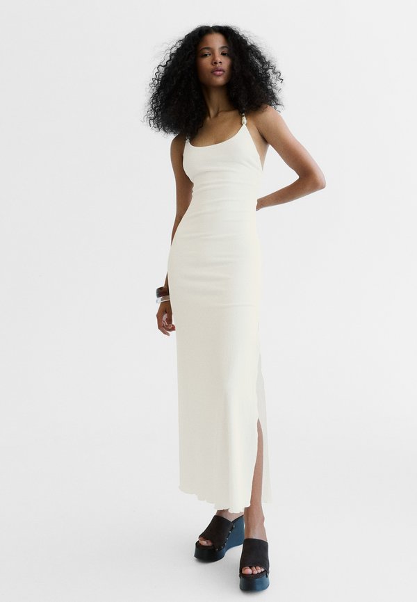 Bershka RUSTIC STRAPPY - MIDI DRESS - Day dress - beige
